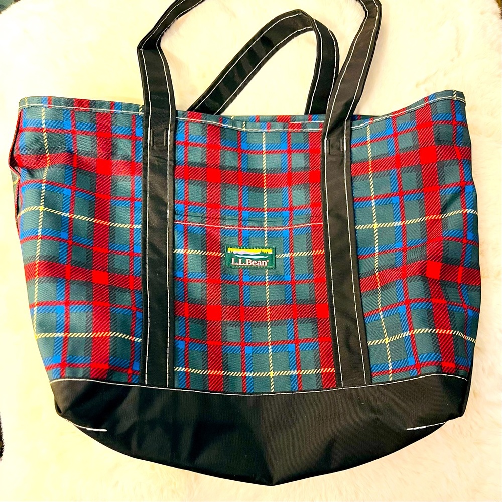 NWT Authentic LL Bean Everyday Lightweight Tote, Holiday Plaid